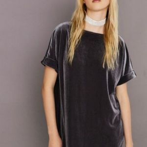 Silence + Noise Velvet Boat-Neck Mini Dress